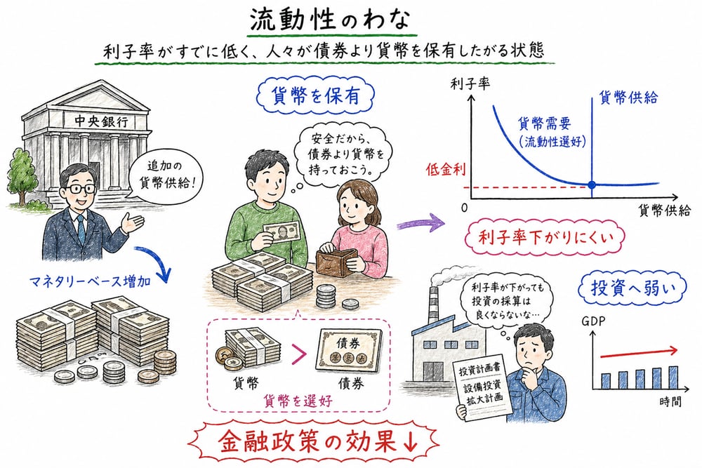 流動性のわなの要点を示す図解