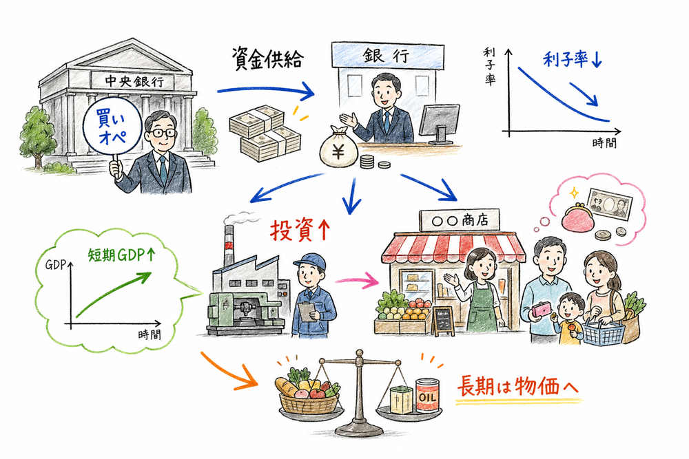 金融政策の基本経路の要点を示す図解