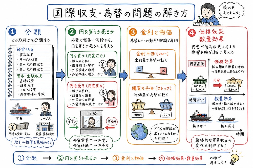 分類、通貨需給、金利と物価、価格効果と数量効果を確認する図解