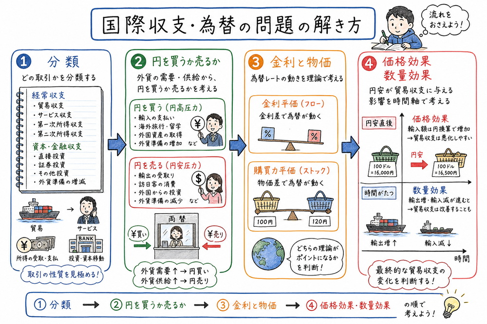 分類、通貨需給、金利と物価、価格効果と数量効果を確認する図解