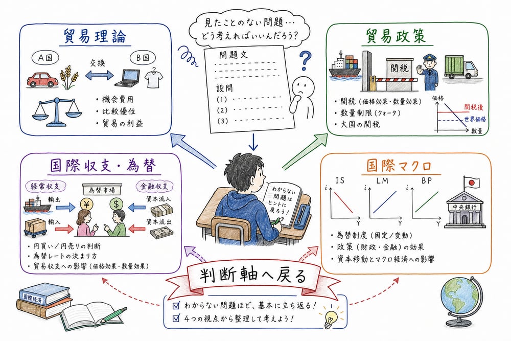 貿易理論、貿易政策、国際収支為替、国際マクロへ戻る図解