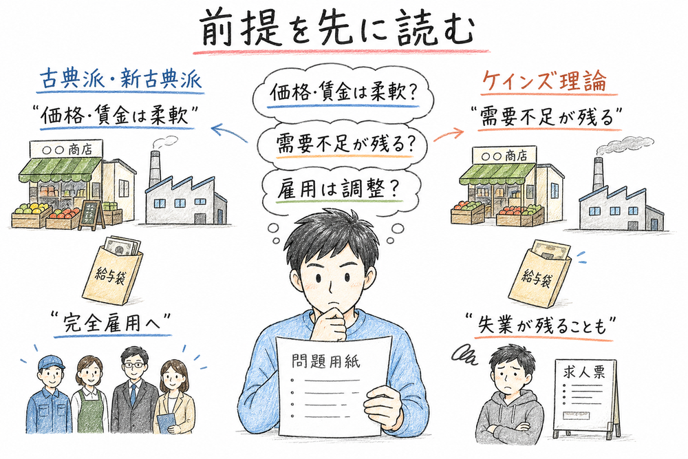 理論名より前提を先に読む考え方の図解