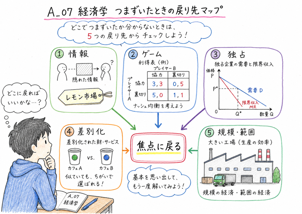 問題の焦点に応じてA_07の個別トピックへ戻る手書きマップ