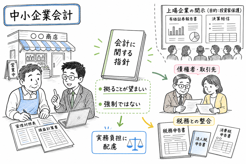 中小企業の会計に関する指針の位置付けを示す図解