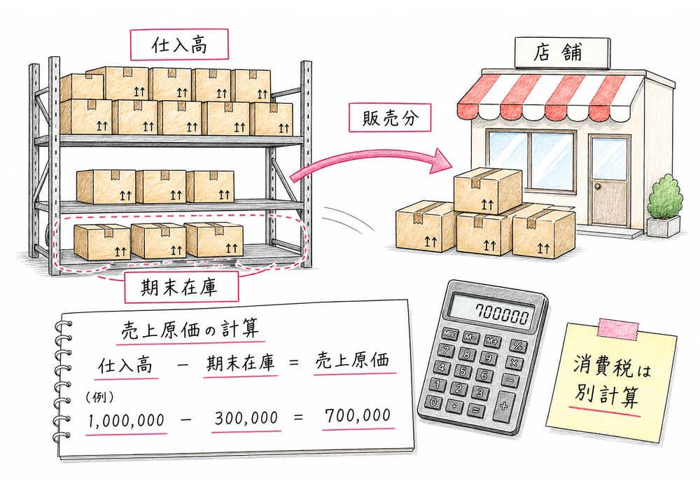 販売した分だけを売上原価にし期末在庫を差し引く考え方