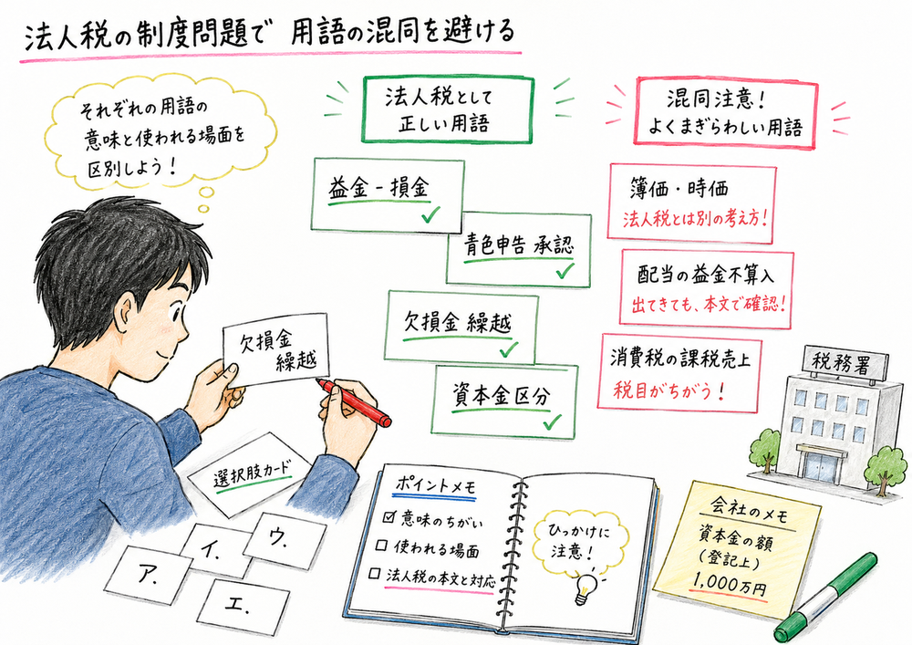 法人税の制度問題で確認する益金損金や青色申告などの用語
