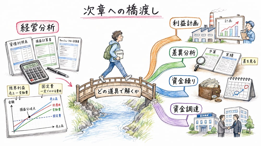 経営分析が利益計画や資金管理へつながる図解