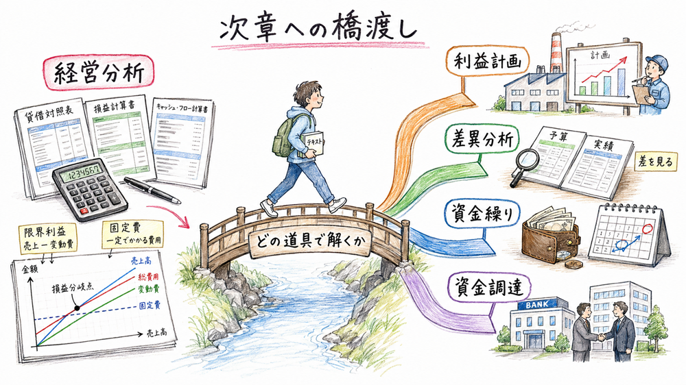 経営分析が利益計画や資金管理へつながる図解