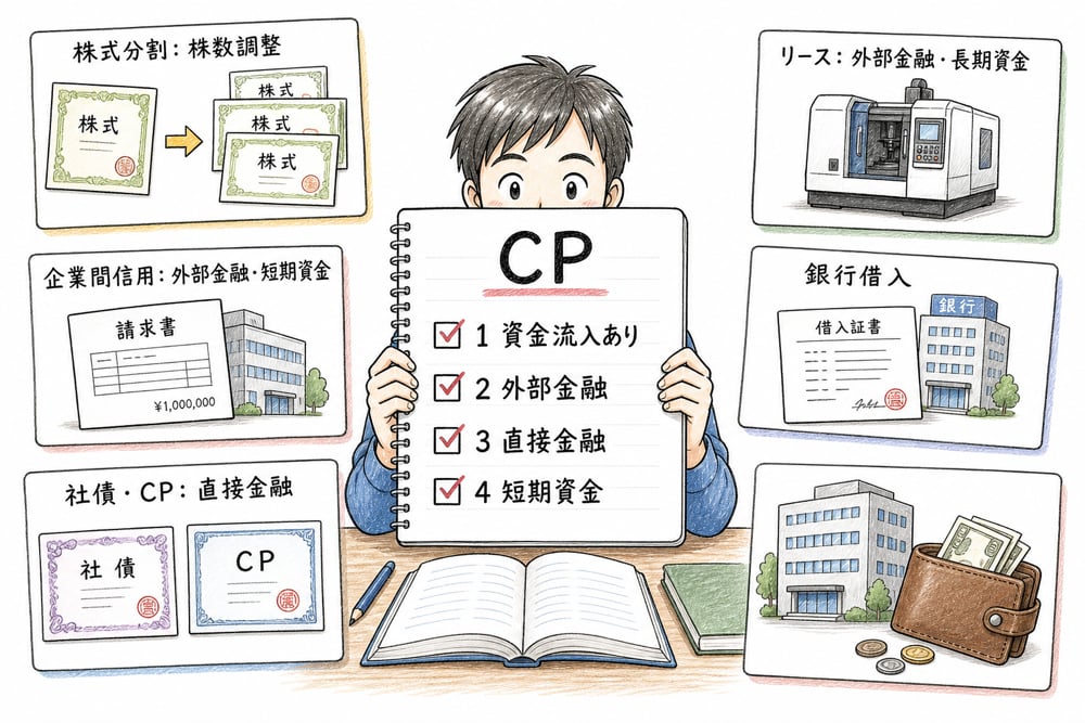 資金調達の分類軸を順番に確認するまとめ図解