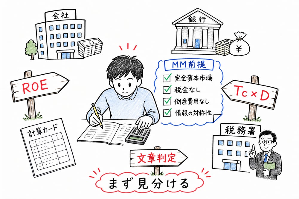 ROE計算、MM前提、Tc×D、文章判定を見分ける判断軸の図解