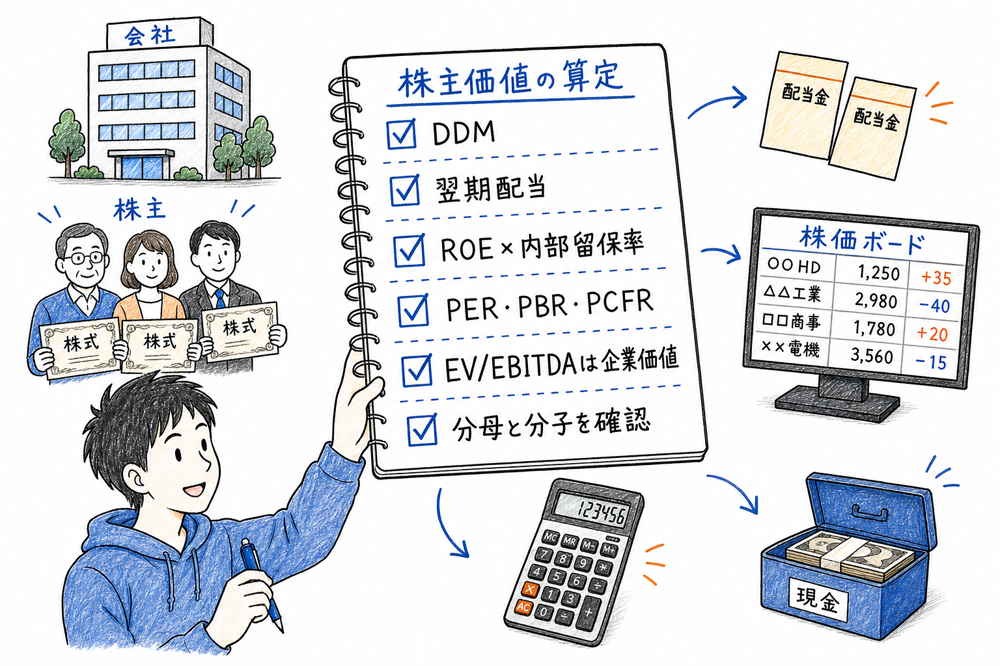 株主価値の算定で最初に覚える式と判断軸をまとめた図解