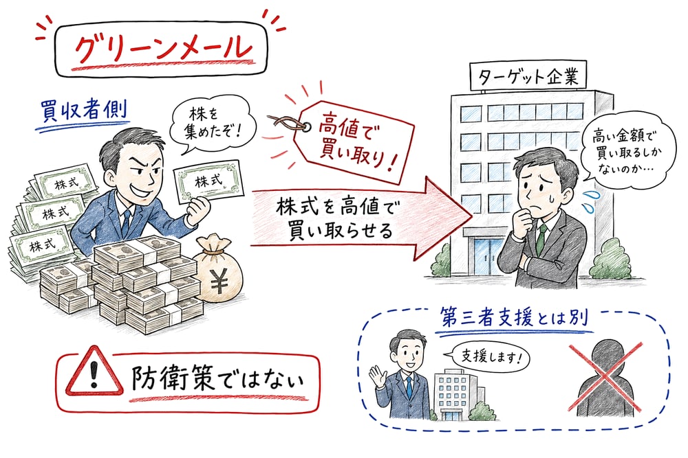 グリーンメールは買収者側の圧力行為であることを示す図解