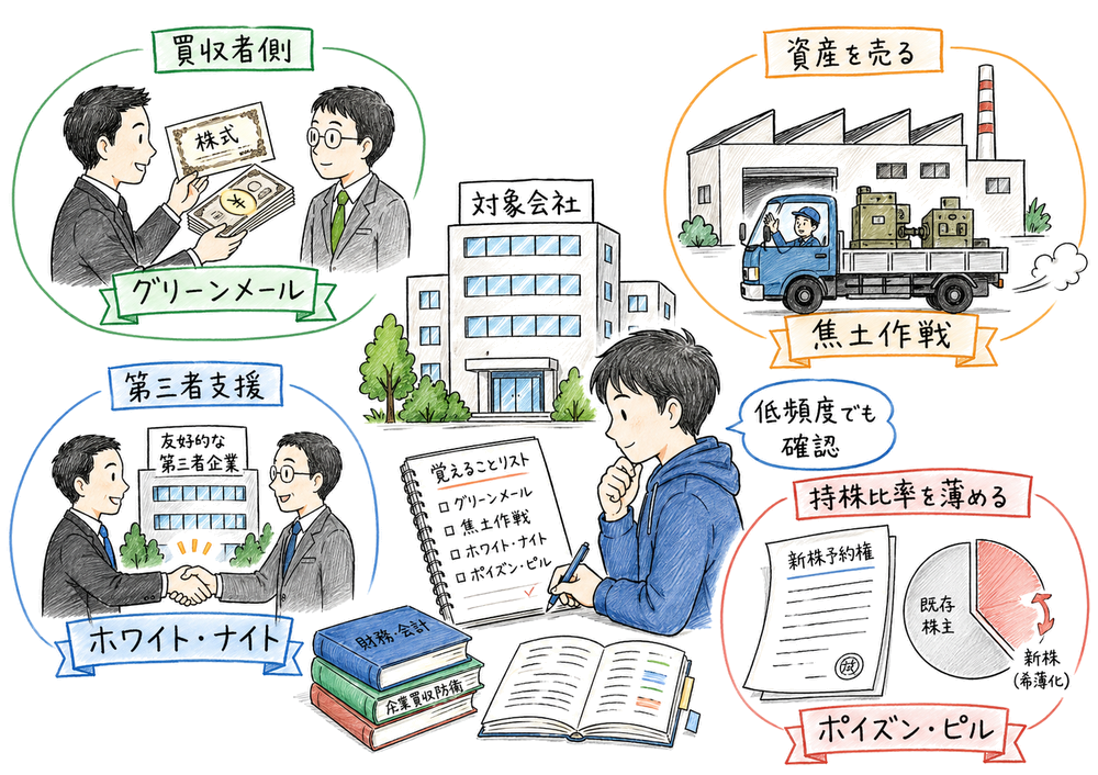 この章で覚えておきたい買収防衛用語を整理する図解