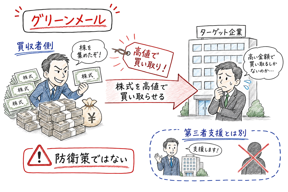 グリーンメールは買収者側の圧力行為であることを示す図解