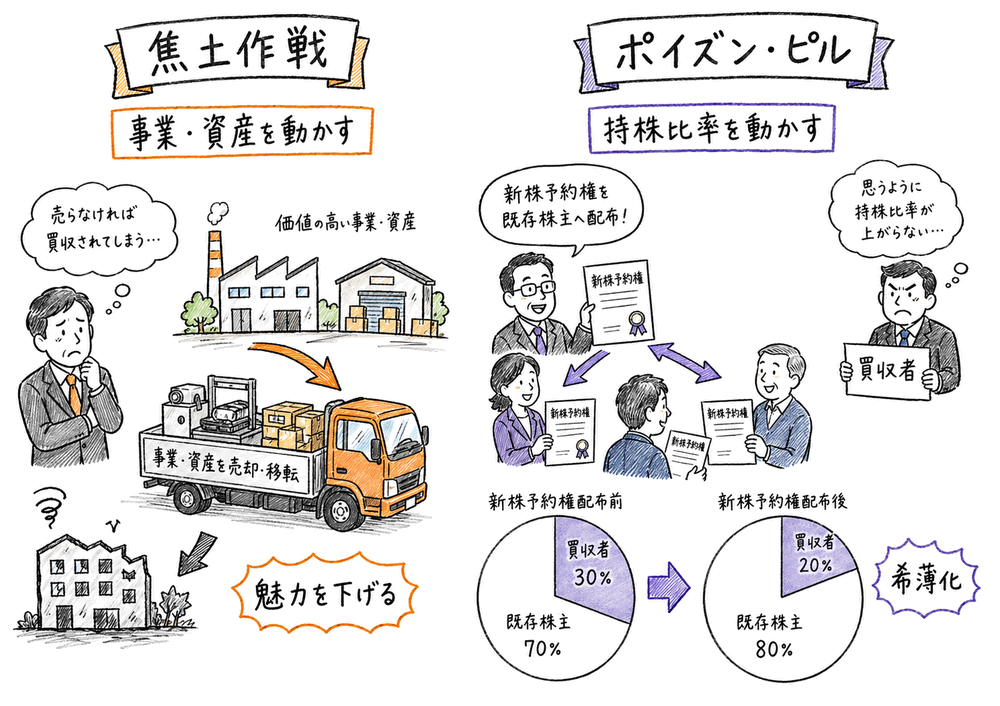 焦土作戦とポイズン・ピルの違いを比較する図解