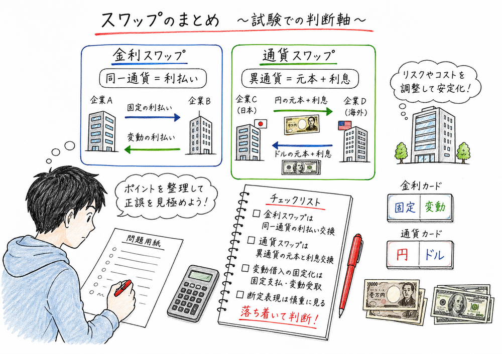 金利スワップと通貨スワップの違いと断定表現の判断軸を確認する図解