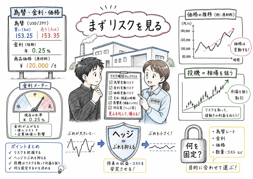 デリバティブ章で最初に確認するリスク管理の軸を整理する図解