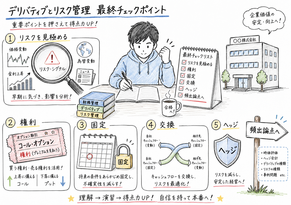 デリバティブ章の最後に確認する判断軸をまとめる図解
