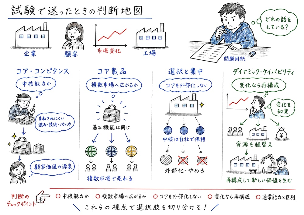 コア・コンピタンスとダイナミック・ケイパビリティのまとめ図解