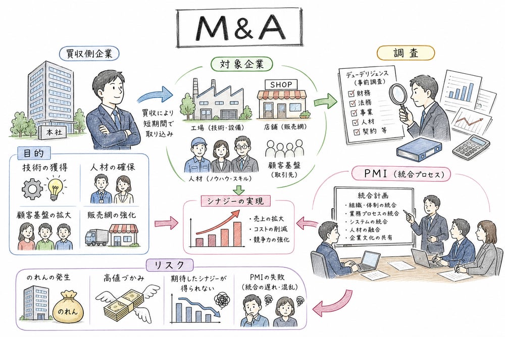 M&Aの目的・調査・PMI・リスクの全体像