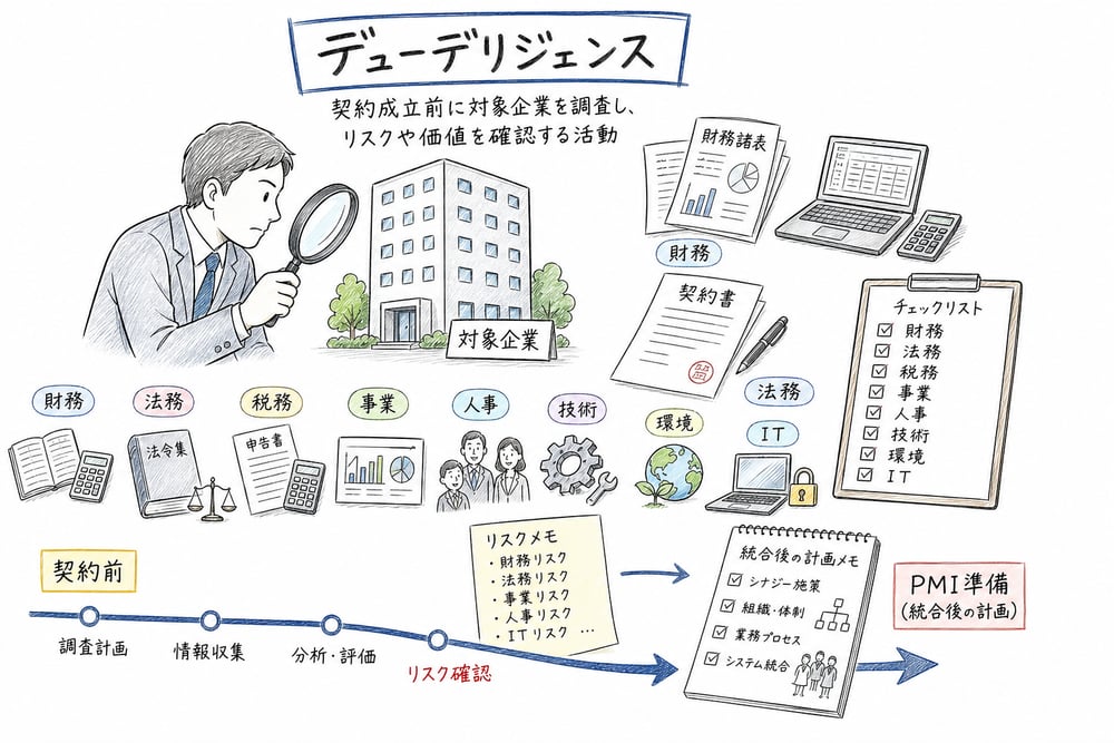 契約前に財務・法務・事業・ITを調査するデューデリジェンス
