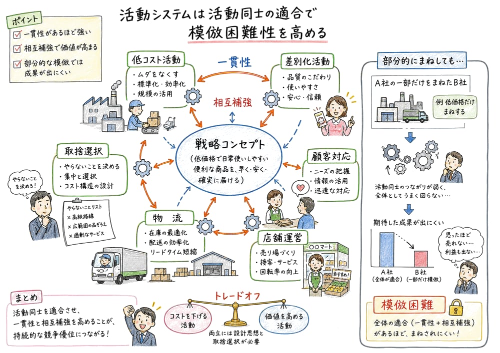 活動同士の一貫性と相互補強を示す図解