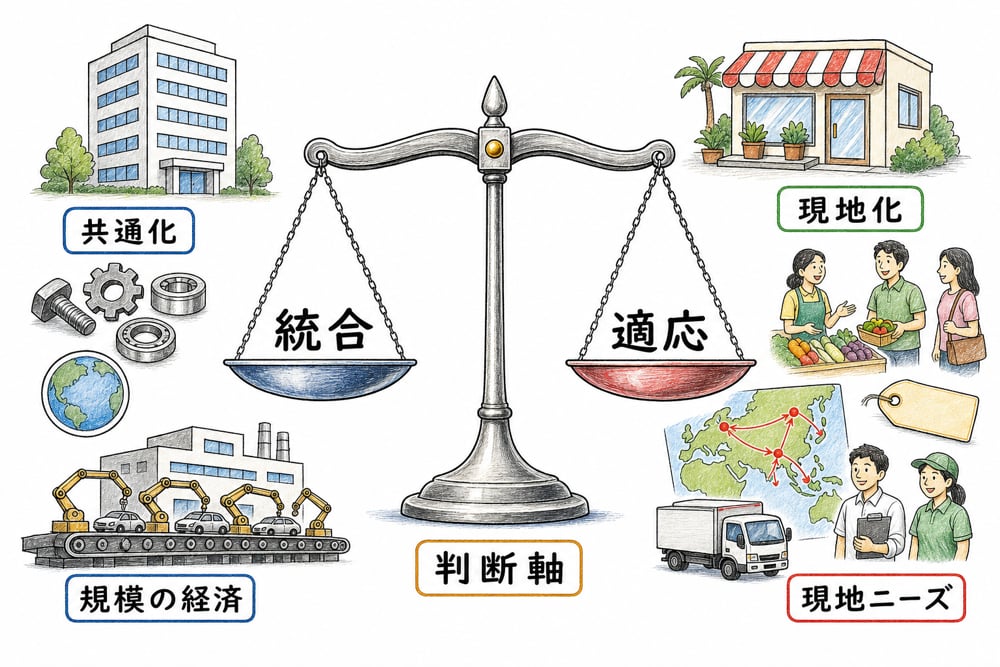 統合と適応のトレードオフの図解