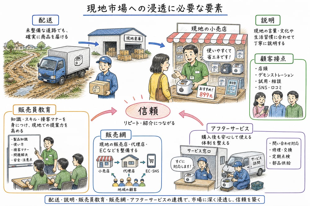 流通と顧客接点の現地適応の図解