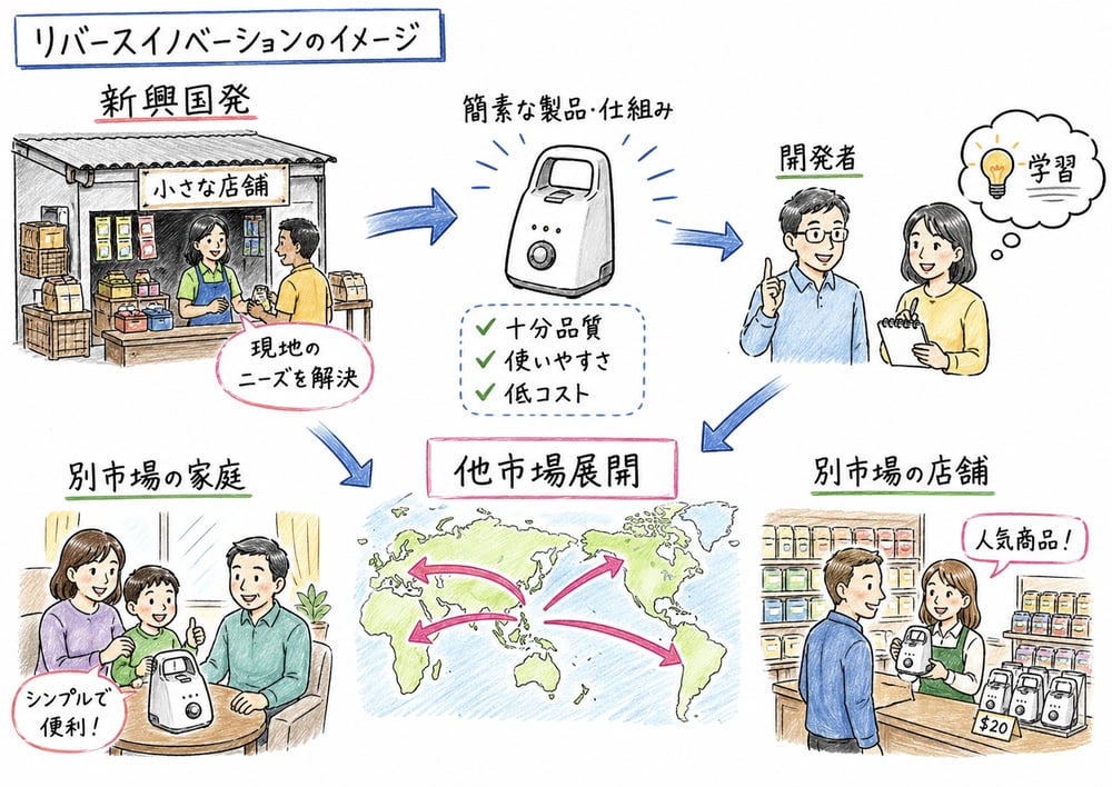 リバースイノベーションの学習の図解