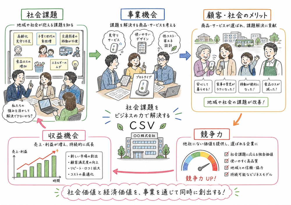 社会課題を事業機会として捉え価値創造へつなげるCSVの基本