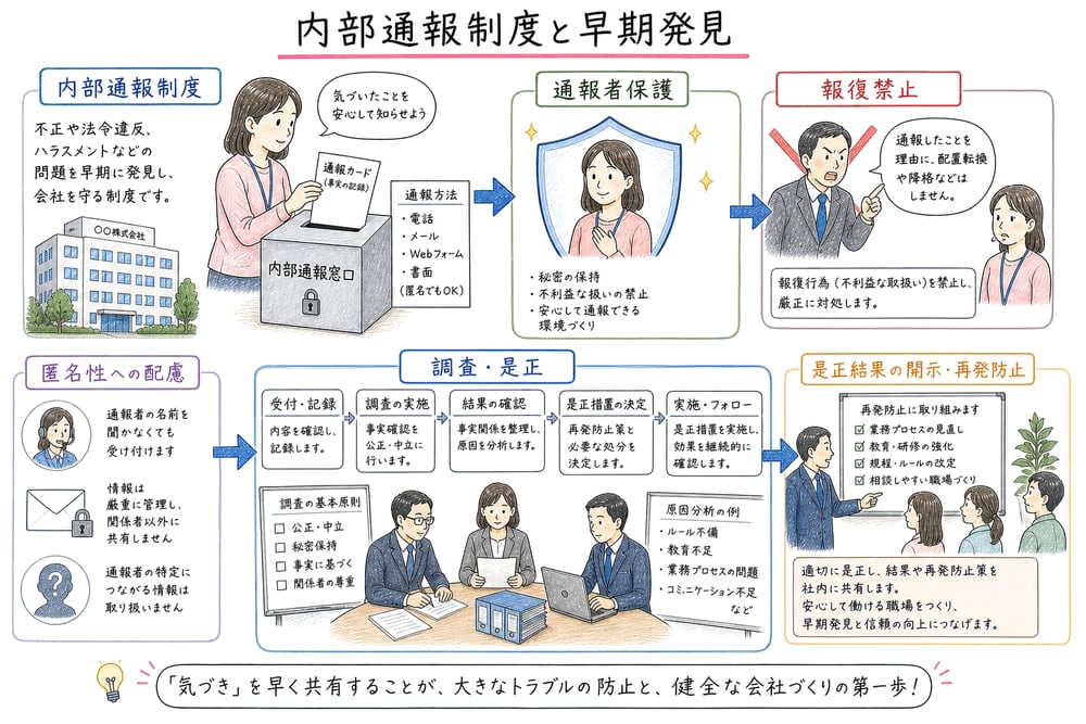 内部通報制度で通報者保護から調査と是正措置まで整える場面