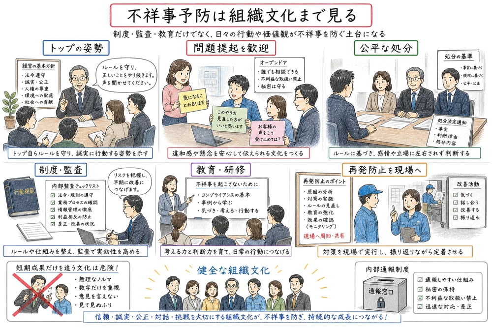 トップの姿勢や問題提起を歓迎する文化で不祥事を予防する職場
