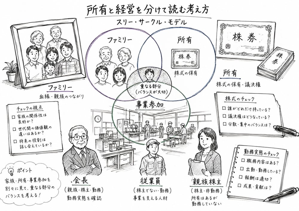 家族、所有、事業参加を分けて読むスリー・サークル・モデル