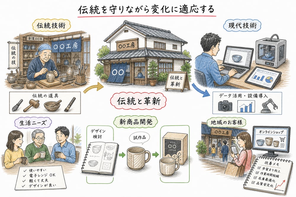 伝統技術と現代技術を両立して変化に適応する長寿企業