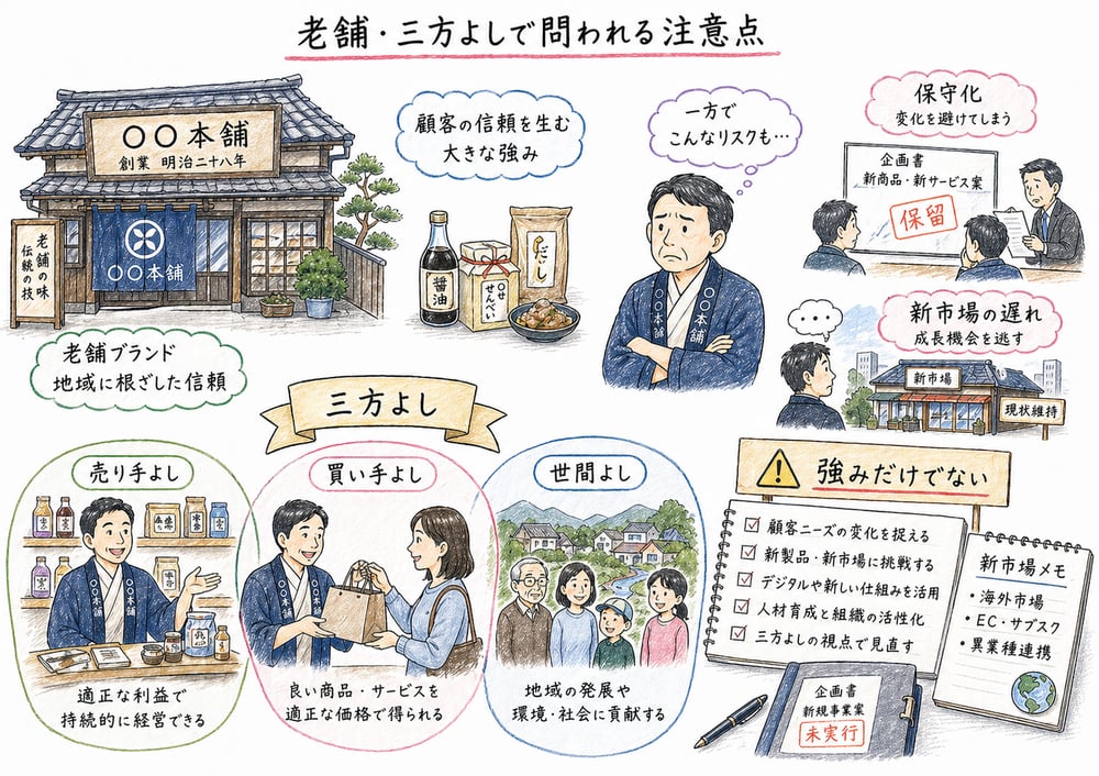 老舗ブランドの強みと保守化の注意点、三方よしの正しい意味