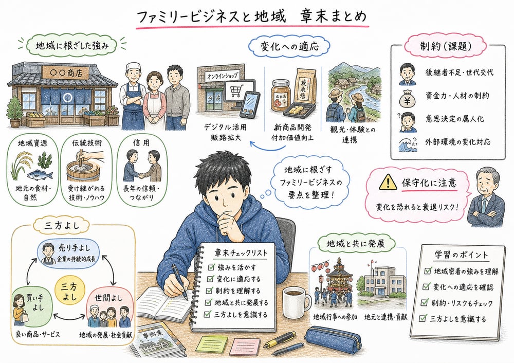 ファミリービジネスと地域の要点をまとめた学習ノート