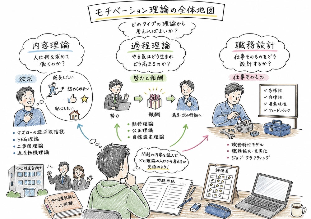モチベーション理論の全体地図の図解