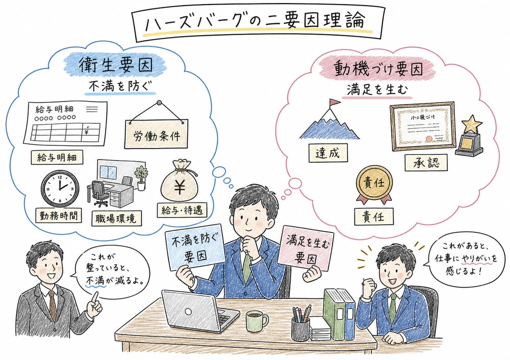 ハーズバーグの二要因理論の図解