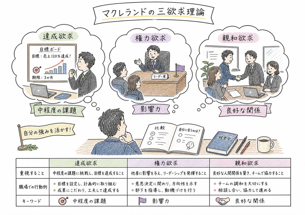 マクレランドの三欲求の図解
