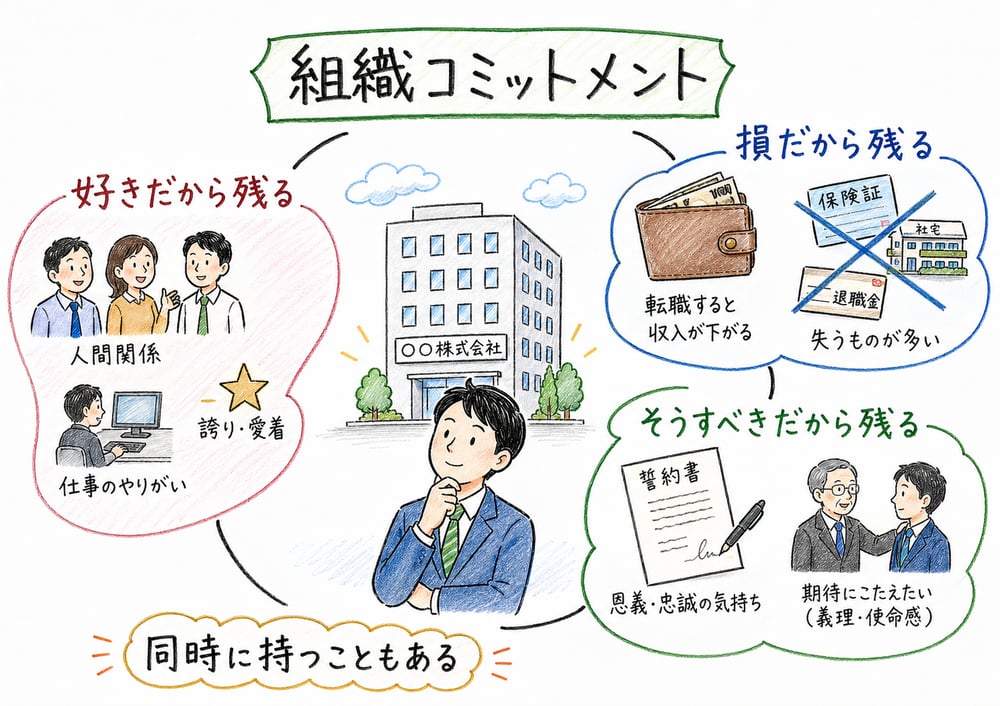 組織コミットメントの3つの理由を示す図解