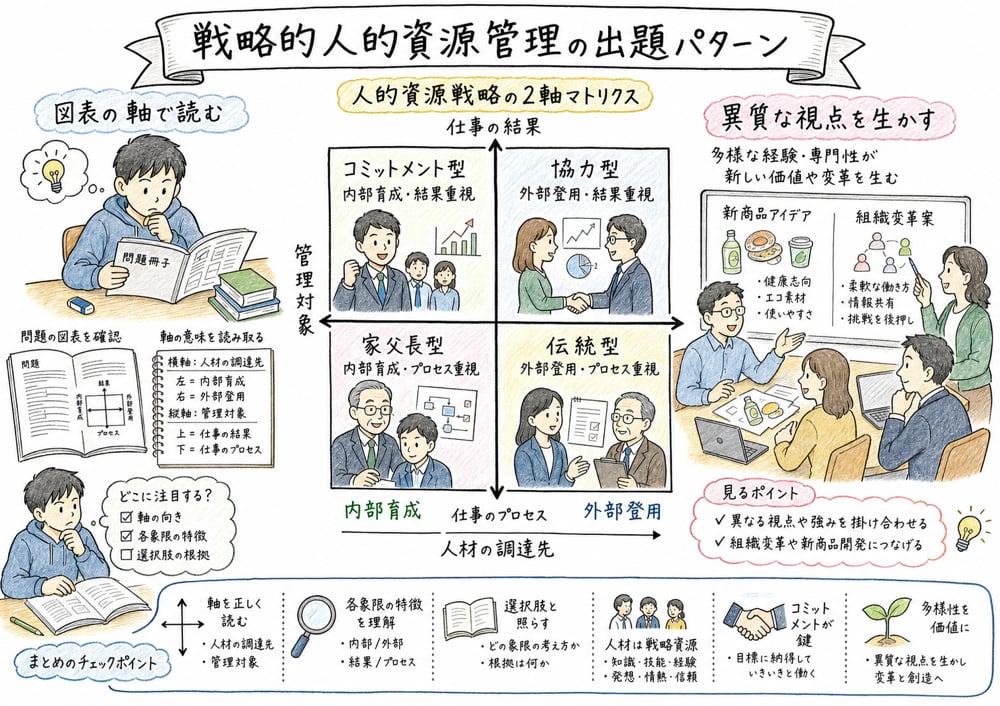 戦略的人的資源管理の出題パターンの図解