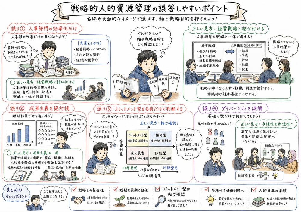 戦略的人的資源管理の誤答ポイントの図解