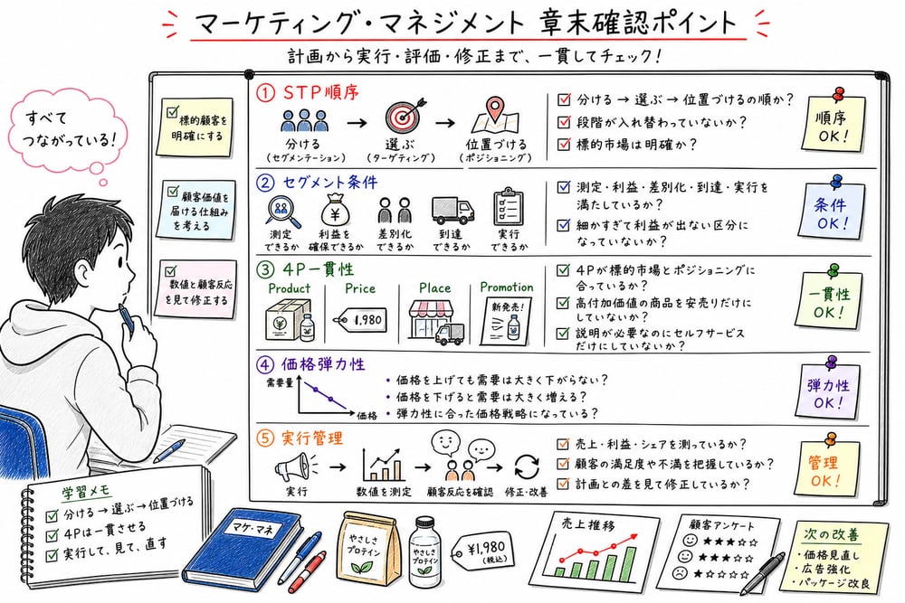 STPと4Pの章末確認ポイントを示す図
