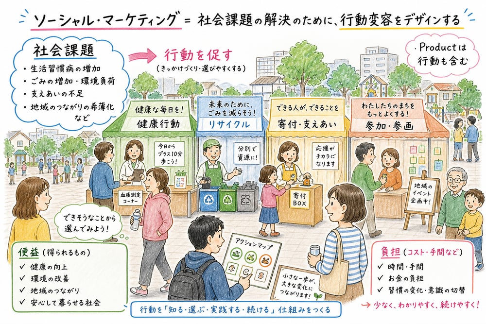 社会課題に対して便益と負担を設計し、望ましい行動を促すソーシャルマーケティング