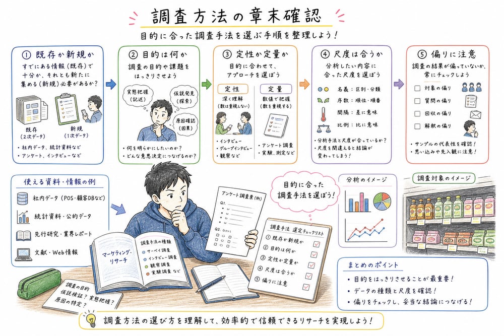 調査手法を選ぶ判断手順を最終確認する図解