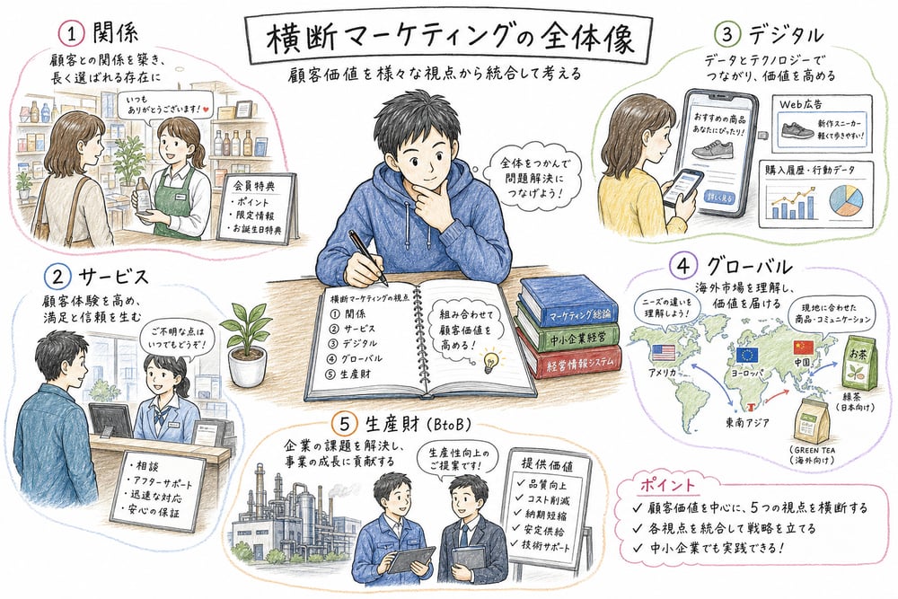 横断マーケティングの全体像と各分野の確認ポイント