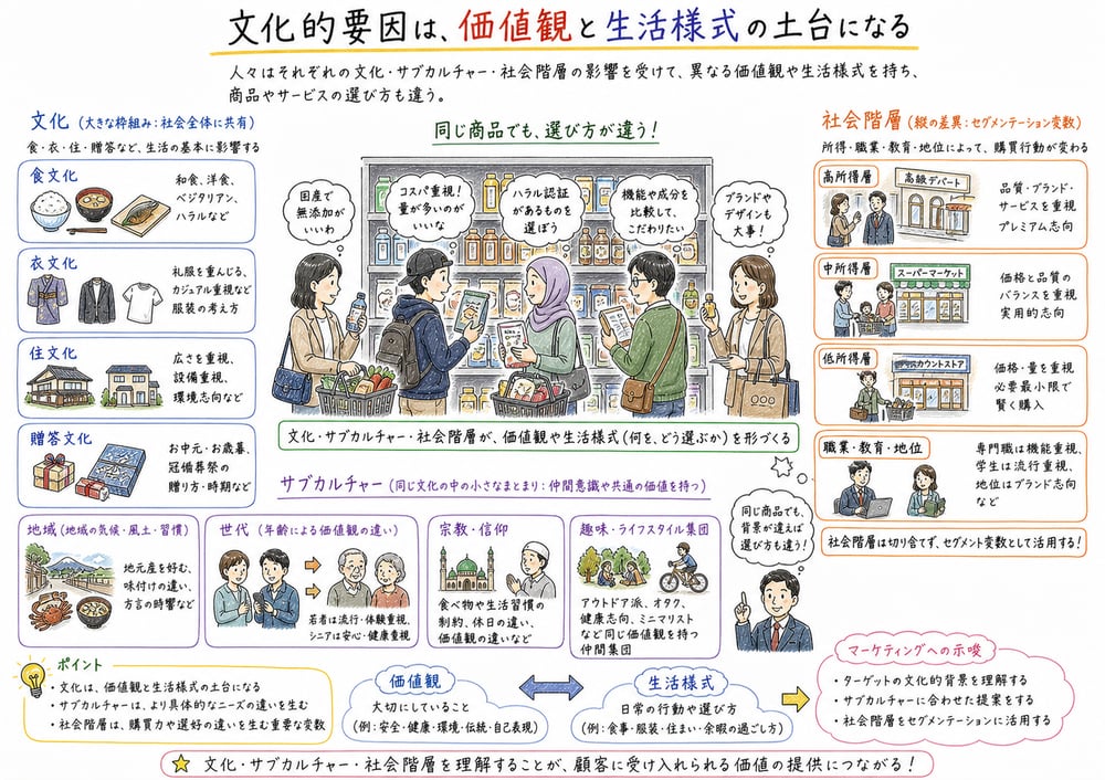 文化的要因と生活様式の図解