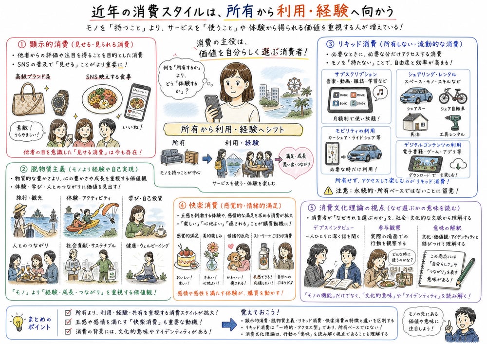 所有から利用・経験へ向かう消費の図解