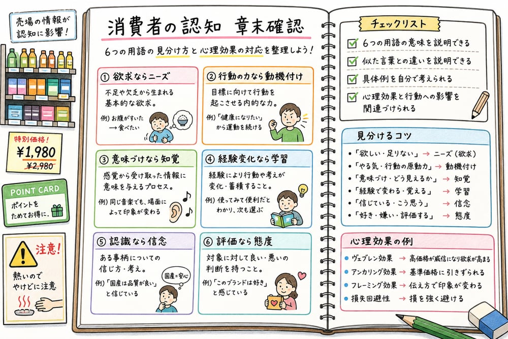 消費者の認知の用語を見分ける章末確認ポイント