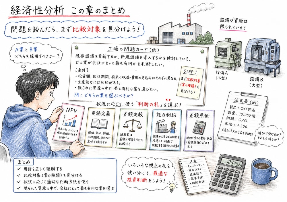 経済性分析の問題タイプを見分けるまとめ図